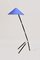 Mid-Century Italian Blue and Brown Beech and Brass Floor Lamp, 1940s, Image 8