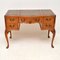 Vintage Burl Walnut and Leather Desk, 1920s 1