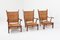 Oak and Straw Armchairs from Bas Van Pelt, 1940s, Set of 3 5