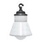Mid-Century Industrial White Porcelain, Opaline Glass, and Cast Iron Pendant Lamp, Image 1