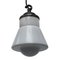 Mid-Century Industrial White Porcelain, Opaline Glass, and Cast Iron Pendant Lamp, Image 8