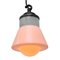 Mid-Century Industrial White Porcelain, Opaline Glass, and Cast Iron Pendant Lamp, Image 7