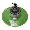 Mid-Century Industrial Green Enamel Cast Iron, Porcelain, and Glass Pendant Lamp, Image 4