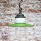 Mid-Century Industrial Green Enamel Cast Iron, Porcelain, and Glass Pendant Lamp 5