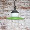 Mid-Century Industrial Green Enamel Cast Iron, Porcelain, and Glass Pendant Lamp, Image 5