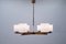 Danish Teak and Opaline Glass Ceiling Lamp, 1960s, Image 4