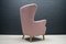 Large Mid-Century Italian Pink Wingback Armchair, 1950s 8