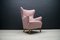 Large Mid-Century Italian Pink Wingback Armchair, 1950s 1