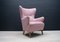 Large Mid-Century Italian Pink Wingback Armchair, 1950s 6