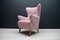 Large Mid-Century Italian Pink Wingback Armchair, 1950s 3