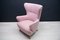 Large Mid-Century Italian Pink Wingback Armchair, 1950s 5