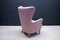 Large Mid-Century Italian Pink Wingback Armchair, 1950s 9