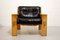 Oak and Black Leather Bonanza Chair by Esko Pajamies for Asko, 1960s 3