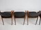 Model 42 Rosewood and Black Leather Dining Chairs by Kai Kristiansen for Schou Andersen, 1950s, Set of 4 16