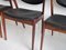 Model 42 Rosewood and Black Leather Dining Chairs by Kai Kristiansen for Schou Andersen, 1950s, Set of 4 14