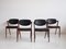 Model 42 Rosewood and Black Leather Dining Chairs by Kai Kristiansen for Schou Andersen, 1950s, Set of 4 1