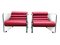 Vintage Red Leather and Glass Lounge Chairs by Fabio Lenci for Comfort Line, 1970s, Set of 2, Image 1