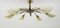 German Perforated Sheet, Brass, and Glass 6-Arm Sputnik Ceiling Lamp, 1950s, Image 4