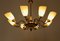 Mid-Century Italian Brass and Ivory Glass Chandelier, 1950s, Image 8