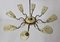 Lámpara de araña italiana Mid-Century de latón y marfil, años 50, Imagen 6