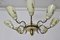 Mid-Century Italian Brass and Ivory Glass Chandelier, 1950s 5