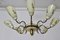 Mid-Century Italian Brass and Ivory Glass Chandelier, 1950s, Image 5