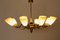 Mid-Century Italian Brass and Ivory Glass Chandelier, 1950s, Image 9