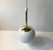 Danish Opaline & Brass Pendant Lamp from Odreco, 1970s 4