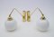 German Brass and Milk Glass Sconces, 1960s, Set of 2 2