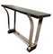Art Deco Style Black Lacquer and Curved Stainless Steel Console Table 2