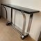 Art Deco Style Black Lacquer and Curved Stainless Steel Console Table 3
