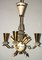 Lámpara de araña vintage de bronce y cristal de DLG Gilbert Poillerat, años 40, Imagen 4