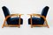 Italian Lagoon Blue Velvet Lounge Chairs, 1940s, Set of 2 1