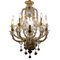 Lámpara de araña estilo barroco vintage de oro y cristal de Murano, años 30, Imagen 1