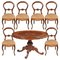 Walnut Dining Table & Chairs Set, 1940s, Set of 7, Image 1