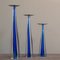 Candeleros de vidrio azul de Giuliano Tosi, años 70. Juego de 3, Imagen 2