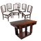 Art Deco French Dining Table & Chairs Set by Michel Dufet, 1930s, Set of 7 1