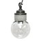 Vintage Industrial White Porcelain and Clear Glass Ceiling Lamp, 1950s, Image 2