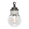 Vintage Industrial White Porcelain and Clear Glass Ceiling Lamp, 1950s, Image 1