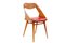 Italian Brown Wood and Red Vynil Chair by Paolozzi for Zol, 1960s 1