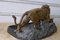 Antique Desk Set with Inkwell & Bronze Lion on Granite Base, Image 8