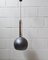 Lámpara colgante industrial grande de metal pintado en negro y cromo, años 60, Imagen 1