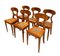 Biedermeier Board Chairs, Cherry Veneer and Mesh, Vienna, 1830s, Set of 6 1