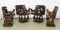 Antike afrikanische Stühle aus geschnitztem Holz, 4er Set 1