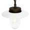 Mid-Century Industrial White Enamel Cast Iron and Clear Glass Sconce 3