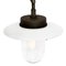 Mid-Century Industrial White Enamel Cast Iron and Clear Glass Sconce, Image 3