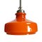 Mid-Century Scandinavian Orange Glass Adjustable Pendant Lamp, Image 5
