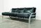 Verchromtes 3-Sitzer Sofa aus Schwarzem Leder von Gae Aulenti für Poltronova, 1960er 1