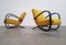 Dark Wood and Yellow Wool Lounge Chair by Jindřich Halabala for Thonet, 1950s, Image 1