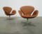 Cognac Aniline Leather Swan Chairs by Arne Jacobsen for Fritz Hansen, 1966, Set of 2, Image 6